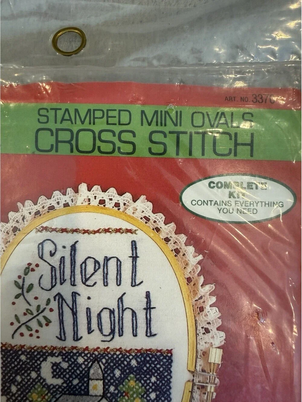 Vtg 1988 Colortex Stamped Mini Oval Cross Stitch Christmas Theme Set Of 2 New